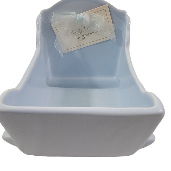 Hallmark Signature Baby Boy Blue Ceramic Keepsake Cradle Rocker Lots of Love - Picture 3 of 16